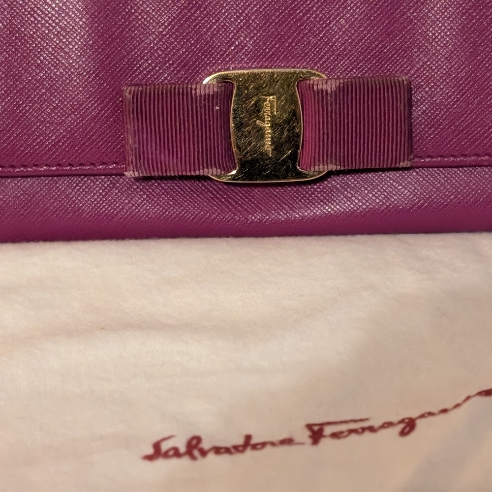Salvatore Ferragamo Magenta Wallet with Gold Accent - Picture 2 of 5